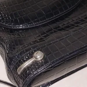 Japelle By Jane Shilton. Black Patented Crocodile Purse .Well Made